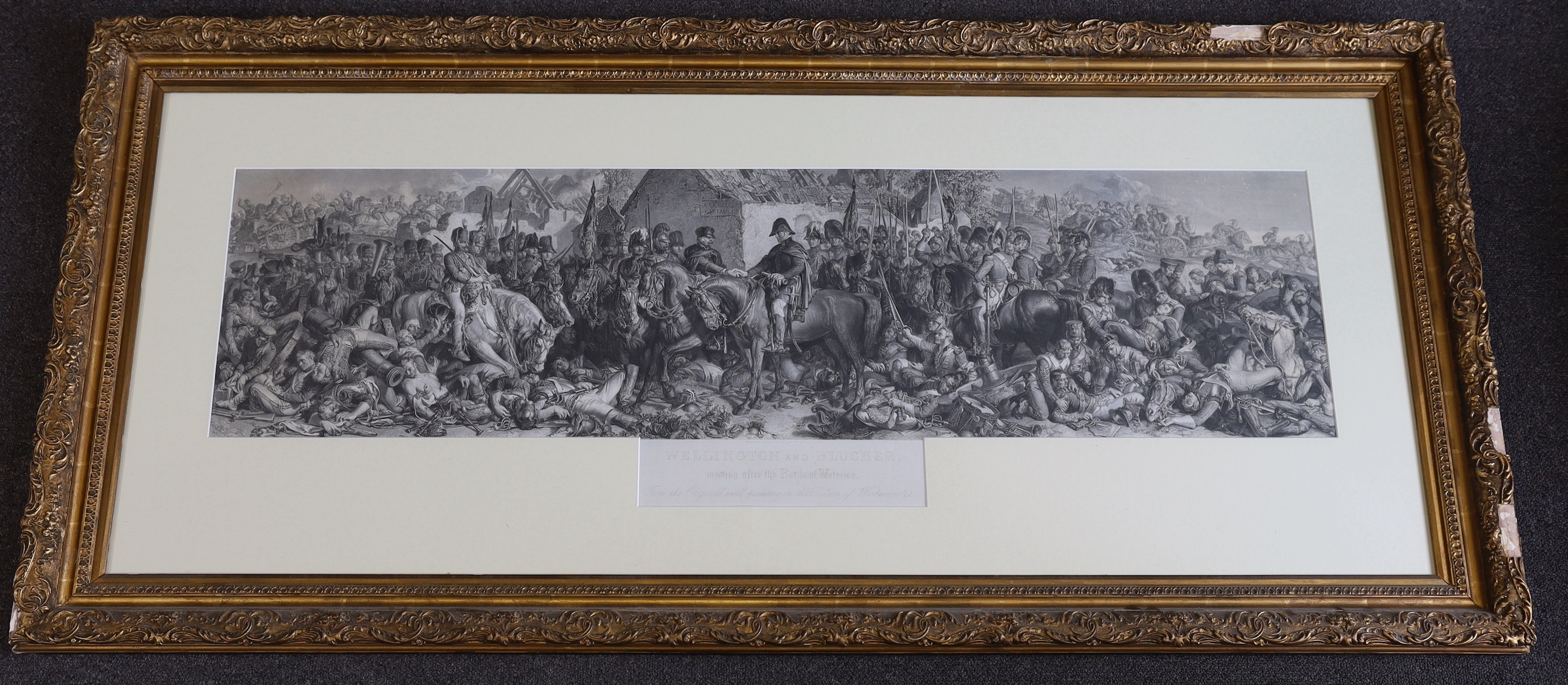 Stocks & Sharpe after Daniel Maclise R.A. (1806-1870), pair of line engravings, 'The meeting of Wellington and Blücher at La Belle Alliance on the field of Waterloo' and 'The Death of Nelson on the Victory, Battle of Tra